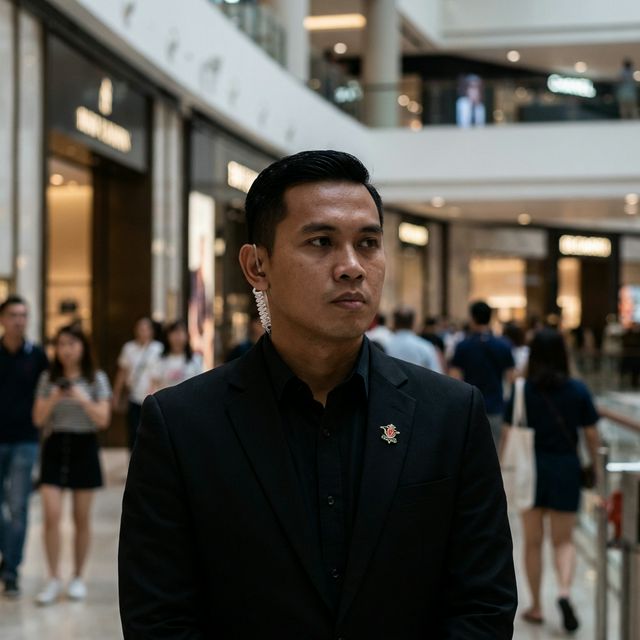 Elite bodyguard in corporate mall